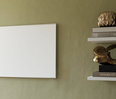 plain white infrared panel heater on a wall