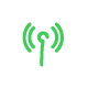 Green icon of a signal being sent from an antenna