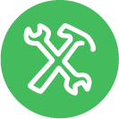 Crossed green tools icon