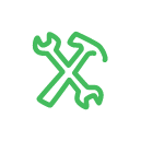 Outline of a wrench and a hammer