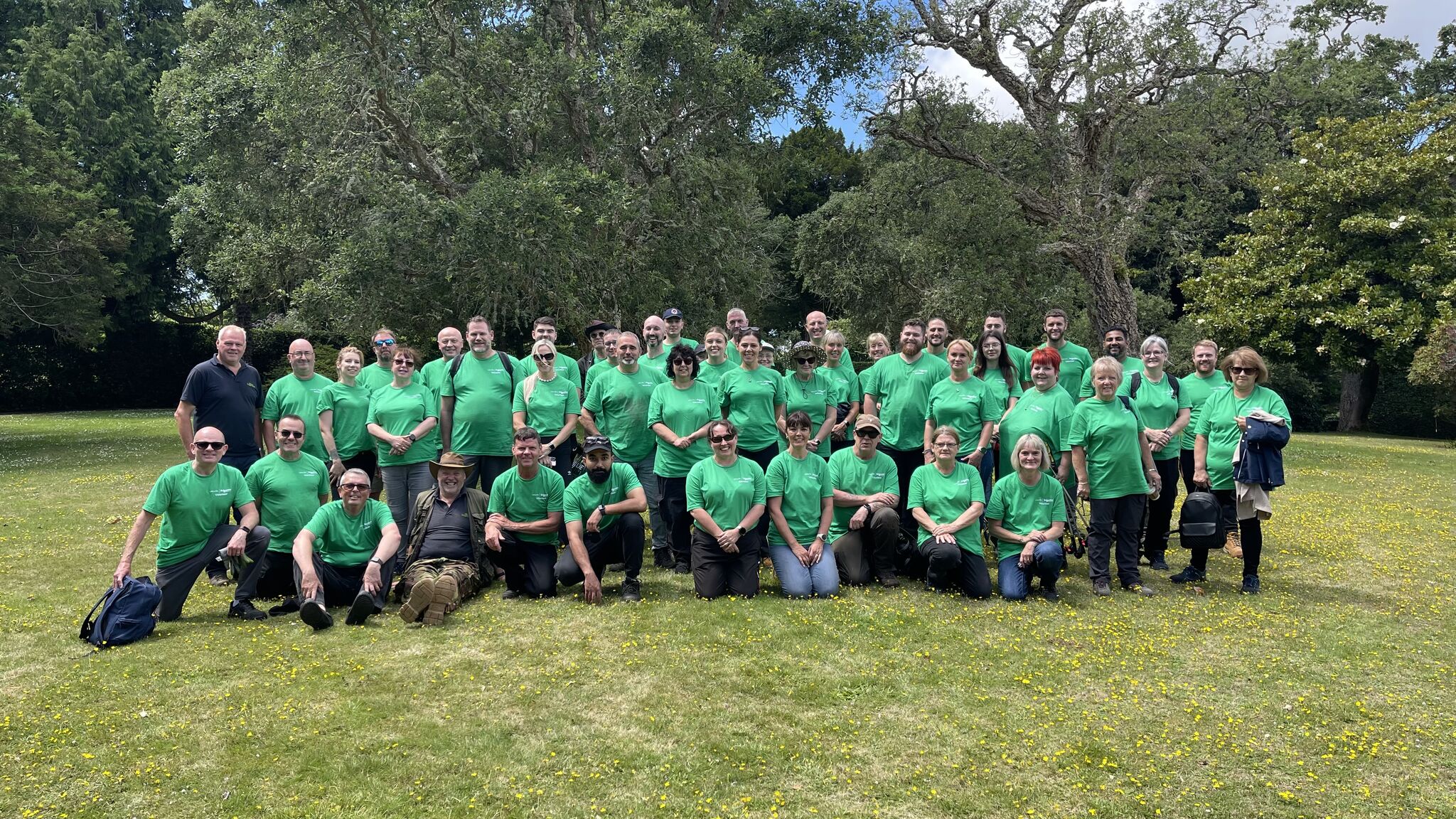 Drayton's volunteering day team members posing for a group photo at Mount Edgcumbe, Cornwall