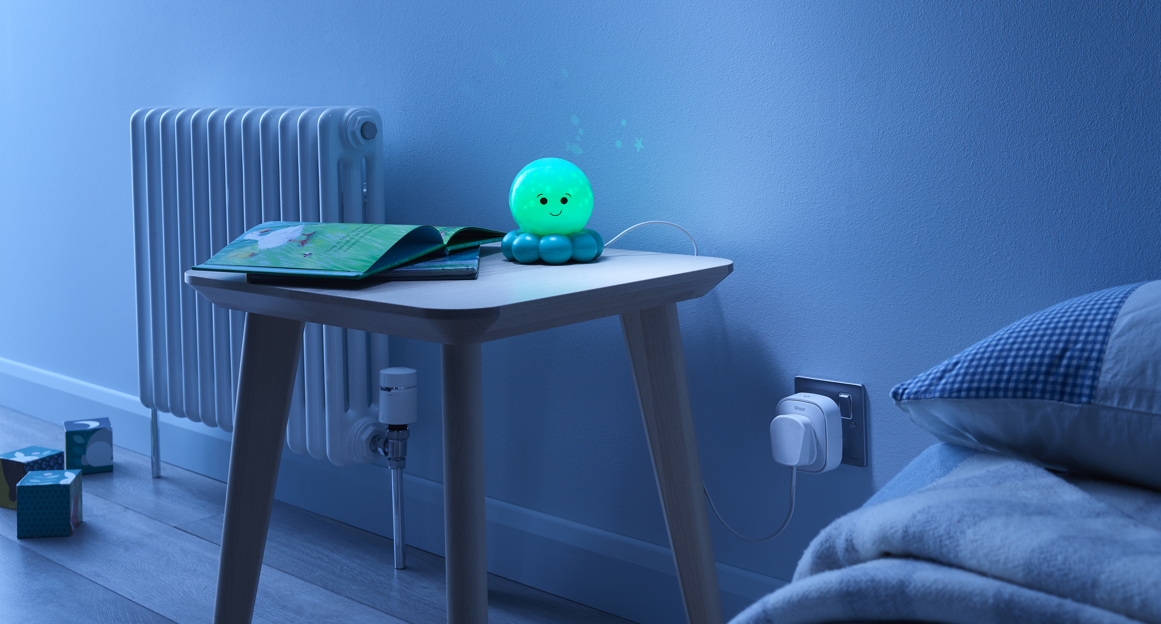 Children's night light remotely controlled by a cybersecure smart plug by Wiser